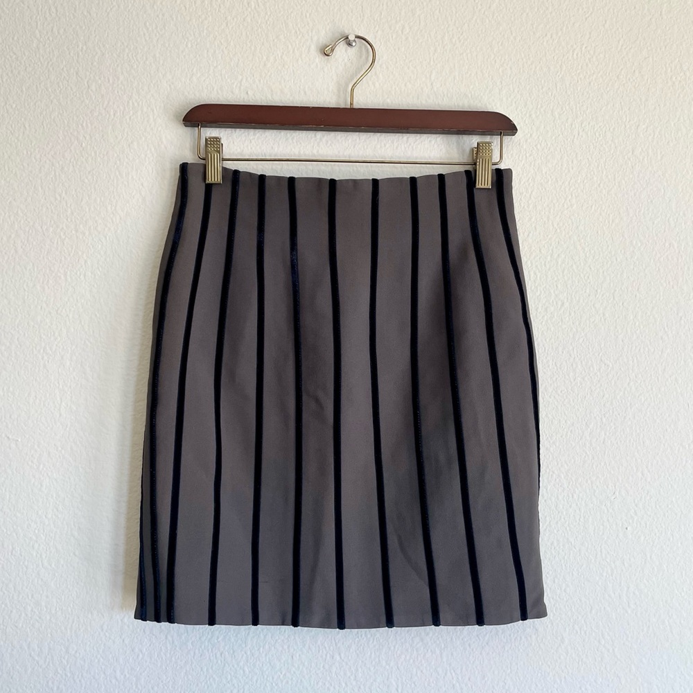 Annie Reva Vintage Velvet Striped Pencil Mini Skirt